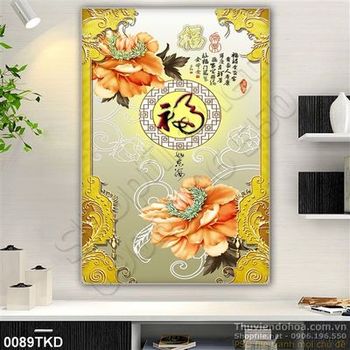 Tranh hoa thư pháp nghệ thuật trang trí phòng khách