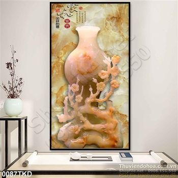 Tranh giả ngọc bình hoa mai treo tường