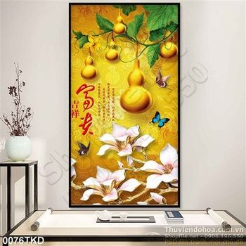 Tranh hoa Mộc lan và quả bầu vàng