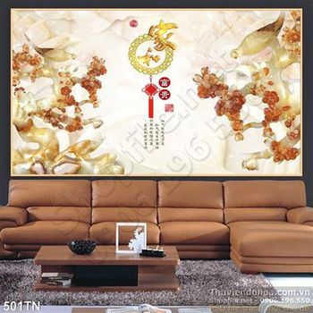 Tranh giả ngọc chim yến và hoa đào