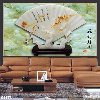 Tranh giả ngọc quạt thư pháp