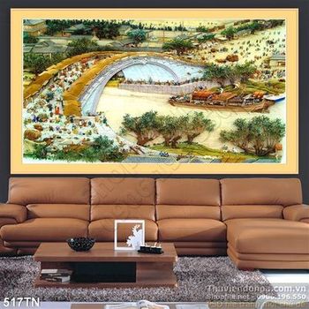 Tranh giả ngọc phong cảnh thuyền