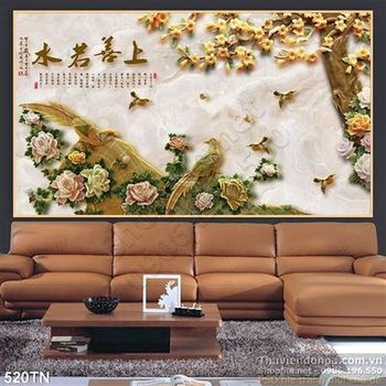 Tranh giả ngọc chim yến và cây