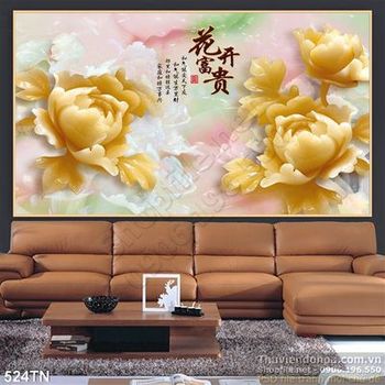 Tranh giả ngọc hoa mẫu đơn