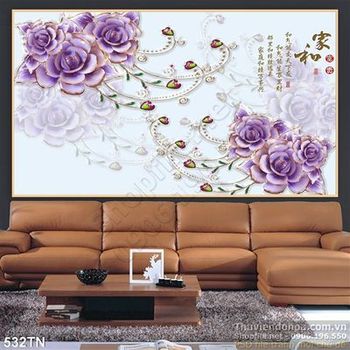 Tranh giả ngọc hoa hồng tím