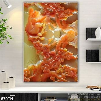 Tranh giả ngọc chim én và hoa mai