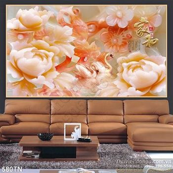 Tranh giả ngọc hoa hồng và thiên nga