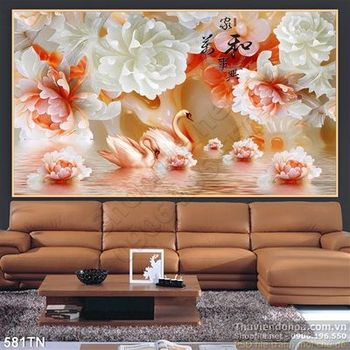 Tranh giả ngọc thiên nga và hoa hồng