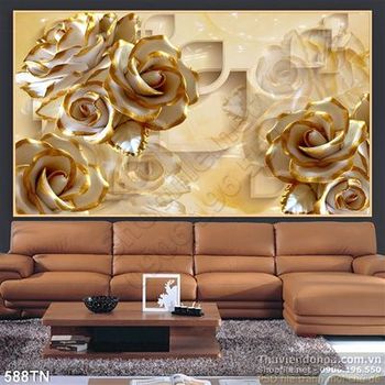 Tranh giả ngọc hoa hồng vàng