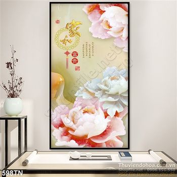 Tranh giả ngọc hoa hồng thư pháp