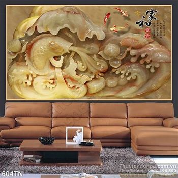 Tranh giả ngọc cá chép thư pháp