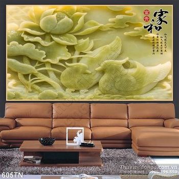 Tranh giả ngọc hoa sen thư pháp