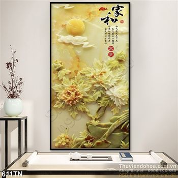 Tranh giả ngọc thư pháp phong thủy