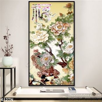 Tranh giả ngọc hoa mẫu đơn