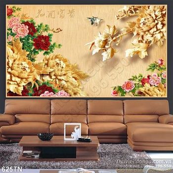 Tranh giả ngọc hoa mẫu đơn trang trí