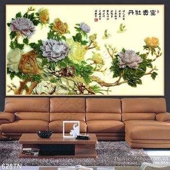 Tranh giả ngọc hoa mẫu đơn