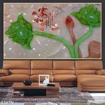 Tranh giả ngọc hoa sen thư pháp