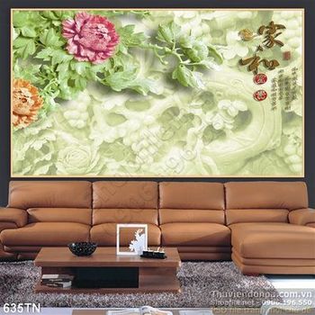 Tranh giả ngọc hoa mẫu đơn thư pháp