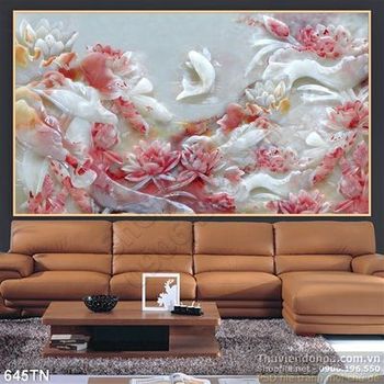 Tranh giả ngọc cá chép và hoa