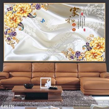 Tranh giả ngọc hoa mẫu đơn cổ điển