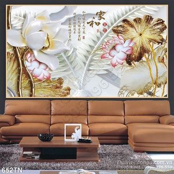 Tranh giả ngọc hoa sen và thư pháp