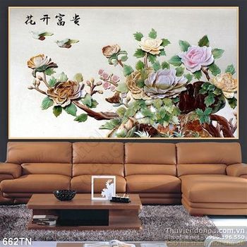 Tranh giả ngọc hoa mẫu đơn