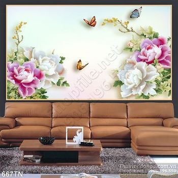 Tranh giả ngọc hoa mẫu đơn trang trí