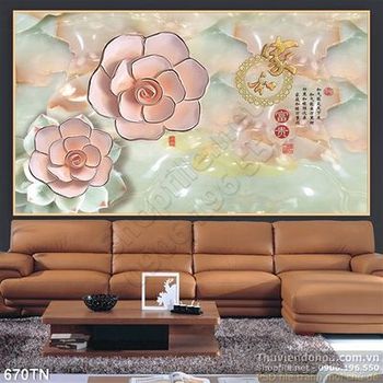 Tranh giả ngọc hoa đào trang trí