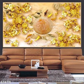 Tranh giả ngọc hoa mẫu đơn