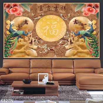 Tranh giả ngọc chm công và hoa