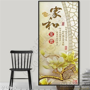 Tranh thư pháp hoa Mộc lan đẹp nhất