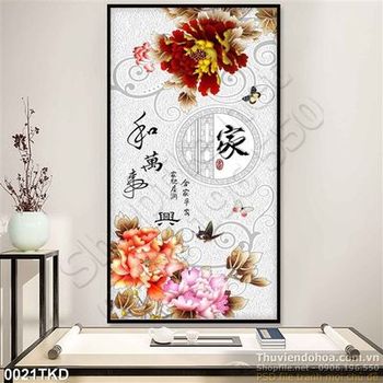 Tranh thư pháp hoa mộc lan trang trí phòng khách