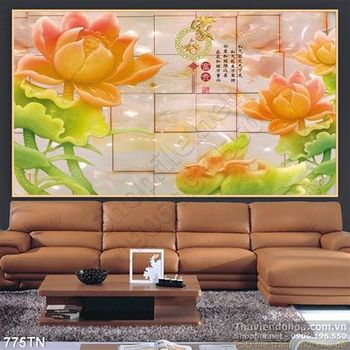 Tranh giả ngọc hoa sen phong thủy