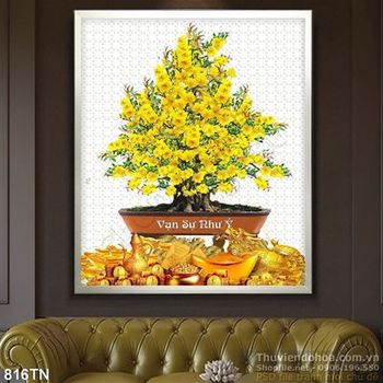 Tranh giả ngọc chậu mai