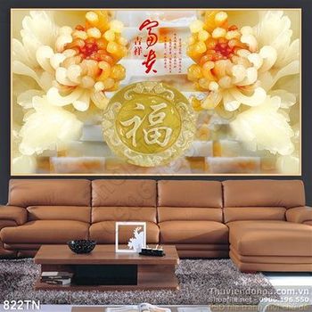 Tranh giả ngọc hoa cúc phong thủy