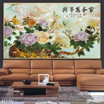 Tranh giả ngọc hoa mẫu đơn trang trí