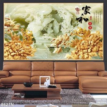 Tranh giả ngọc hoa mẫu đơn