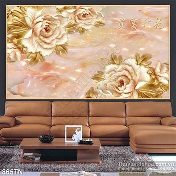 Tranh giả ngọc hoa hồng nền đá