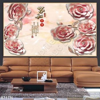 Tranh giả ngọc hoa hồng thư pháp