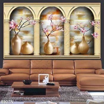Tranh giả ngọc bình hoa trang trí