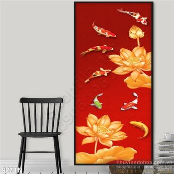 Tranh giả ngọc cá chép và hoa sen