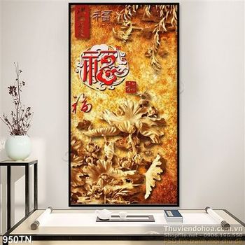 Tranh điêu khắc gỗ hoa sen