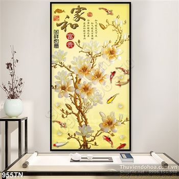 Tranh giả ngọc hoa trang trí thư pháp Tranh giả ngọc hoa trang trí thư pháp