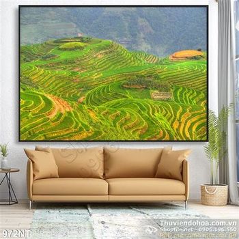 Tranh ruộng bậc thang vùng núi cao