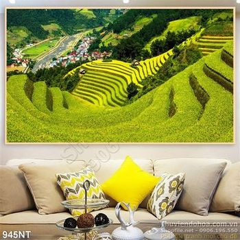 Tranh đồi núi và ruộng bậc thang
