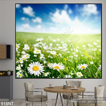 Tranh hoa Cúc in kính chất lượng cao