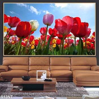 Tranh hoa tulip đỏ