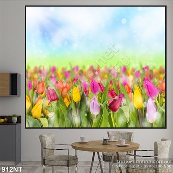 Tranh vườn hoa tulip