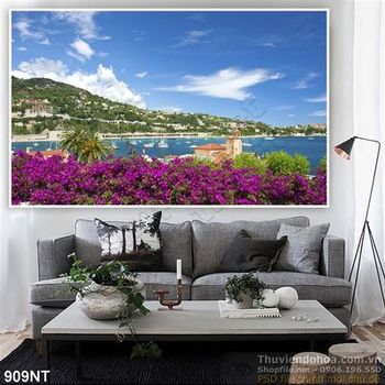 Tranh khu nghỉ dưỡng trên biển