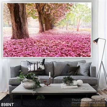 Tranh khu vườn hoa đào